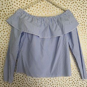 Love Camera blue & white stripped off the shoulder
